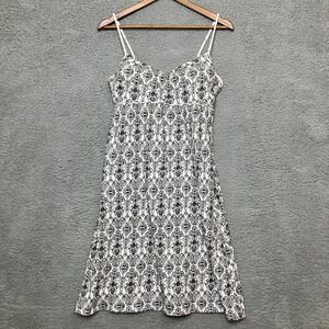 Y2K Currants Shelf Bra Mini Dress Women M Black White Babydoll Cotton Sundress